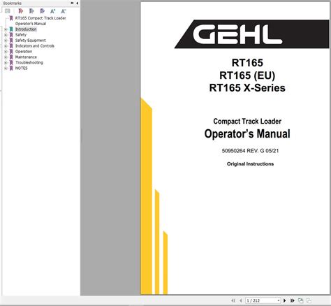 gehl skid steer model rt 165|gehl rt165 parts manual.